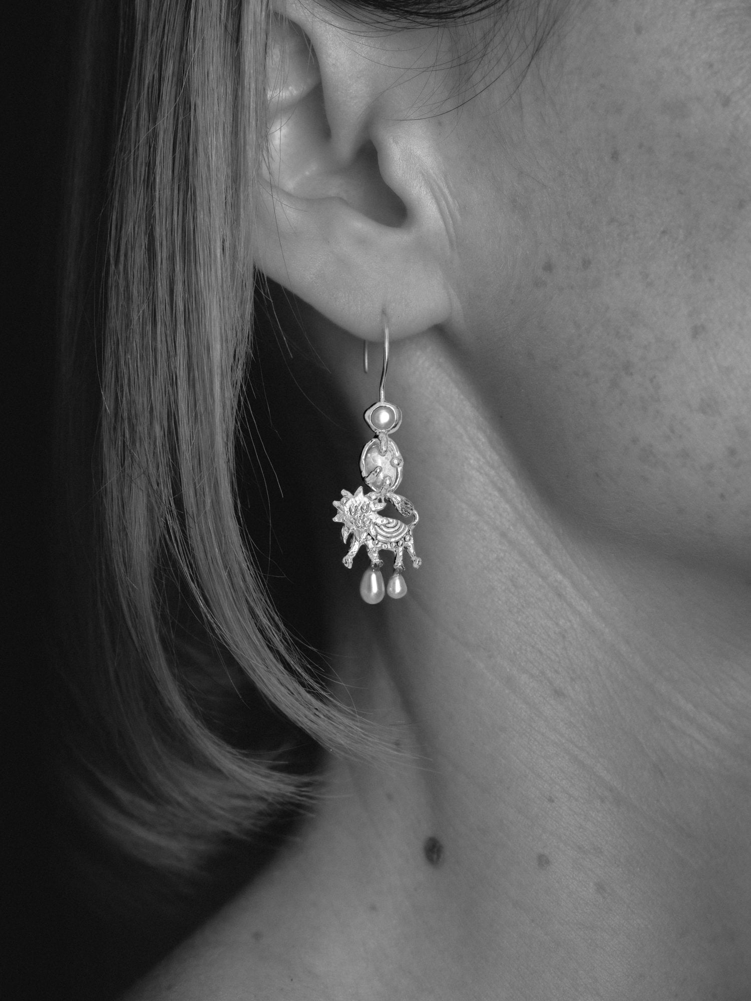 The Lion's Flame Earrings - Silver